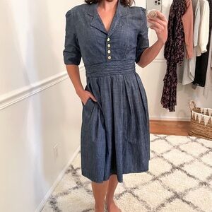 eShakti Chambray Denim Midi Dress 8